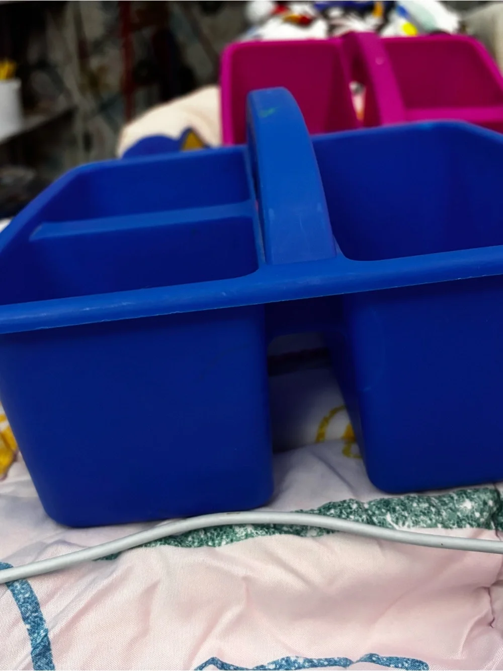 Blue & Pink Plastic Stackable Organizer Caddies